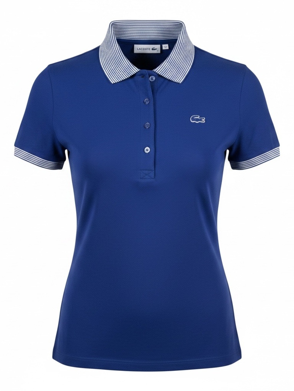 Lacoste Women's Royal Blue Polo with Striped Collar